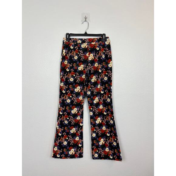 STAUD Floral Velvet Velour Rex Floral Flare Pants 6 - Picture 5 of 5